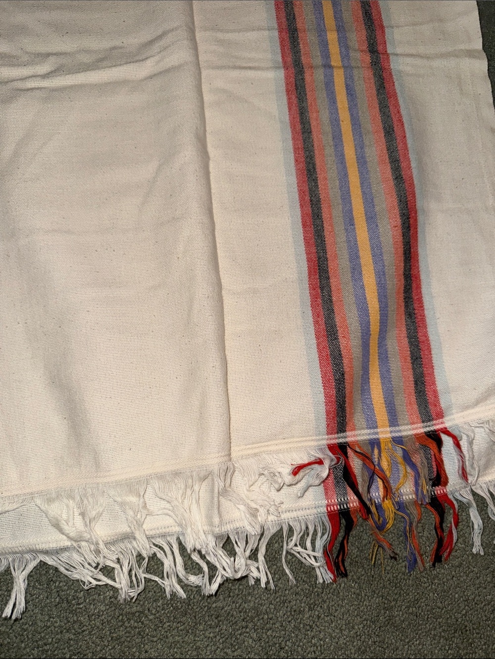 Turkish Bath Towel with Multicolor Stripe Borders - Picture 2 of 5